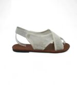 Sandale dama 41 material textil, alb