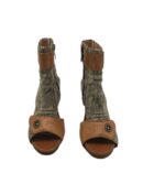 Botine dama de vara Tamaris 37, material textil, maro gri - imagine 3