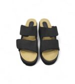 Saboti dama Picnic 39 imitatie de piele, material textil, negru - imagine 3