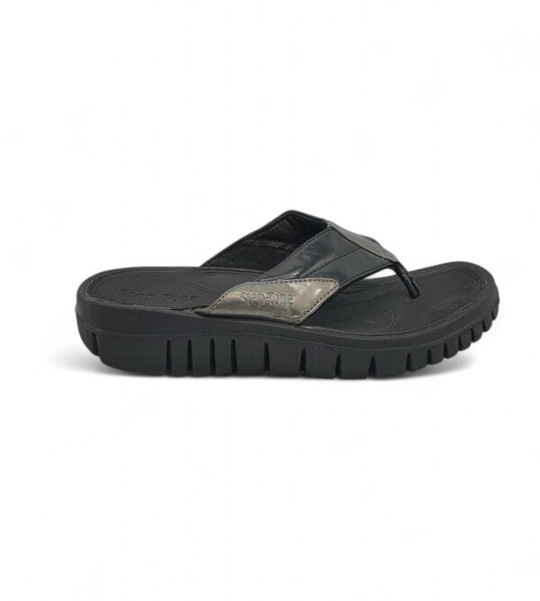 Saboti dama Step Tone 39, imitatie de piele, negru gri - imagine 1