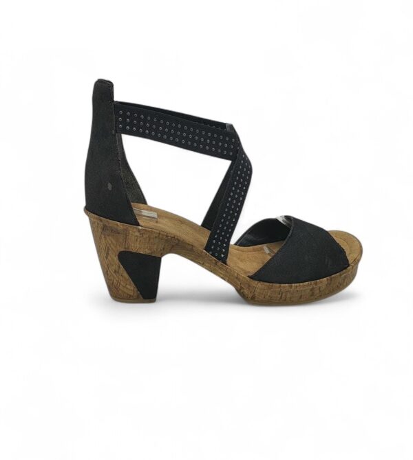 Sandale dama Rieker 39 material textil, imitatie de piele, negru - imagine 1
