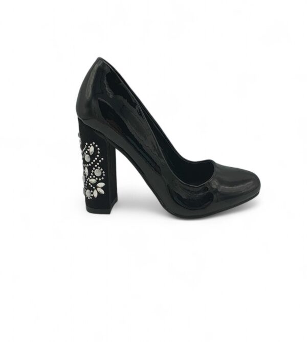 Pantofi dama Bei 35, imitatie de piele, negru - imagine 1