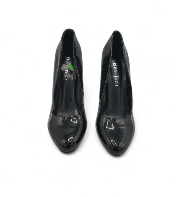 Pantofi dama Bei 35, imitatie de piele, negru - imagine 3