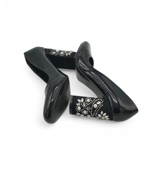 Pantofi dama Bei 35, imitatie de piele, negru - imagine 4