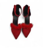 Pantofi dama Sweet 36 material textil, rosu - imagine 3
