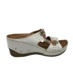 Saboti dama Anatomic 40, imitatie de piele, alb