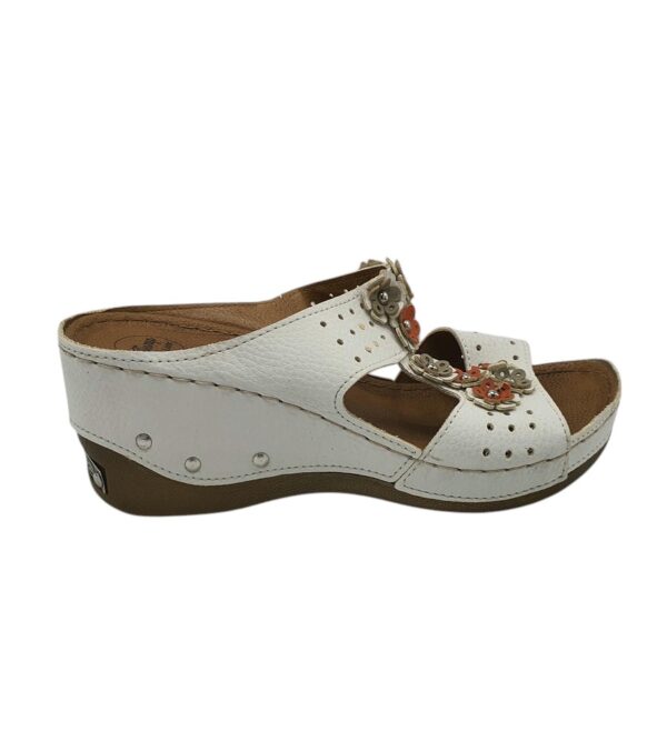 Saboti dama Anatomic 40, imitatie de piele, alb - imagine 1