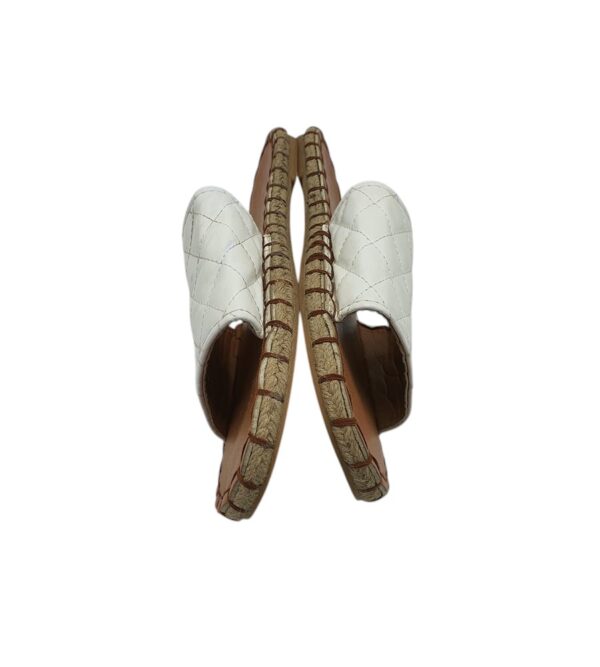 Saboti dama 40, imitatie de piele, alb - imagine 4
