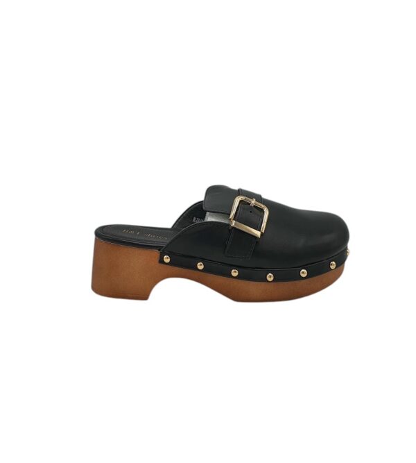 Saboti dama BT, imitatie de piele, negru - imagine 1