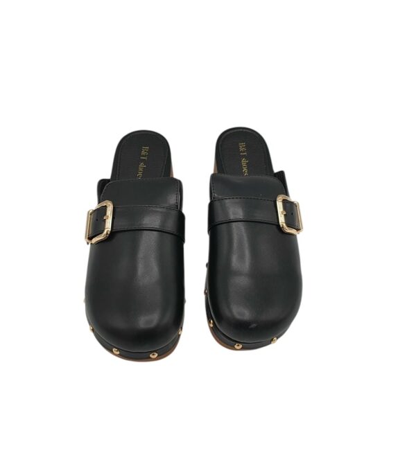 Saboti dama BT, imitatie de piele, negru - imagine 3