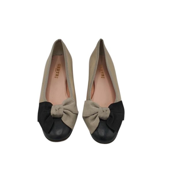 Balerini dama Gente 38 piele, crem negru - imagine 3