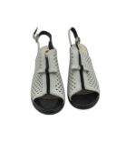 Sandale dama Sandway 38 , imitatie piele , alb negru - imagine 5