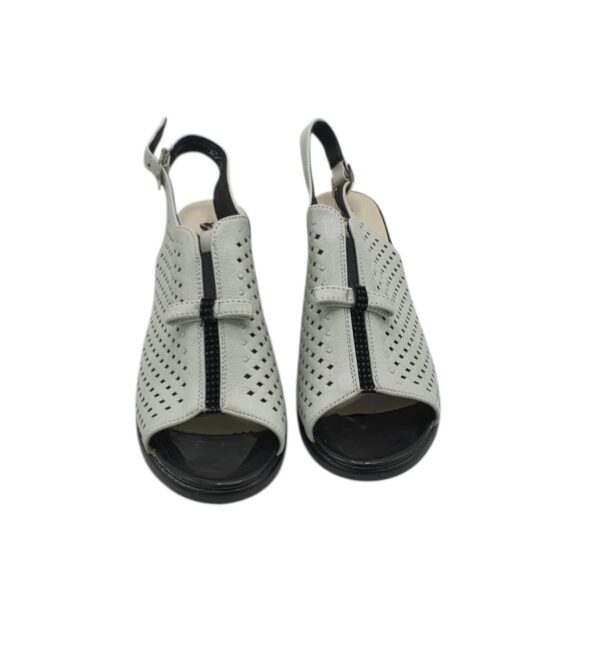 Sandale dama Sandway 38 , imitatie piele , alb negru - imagine 5