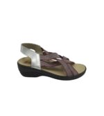 Sandale dama Jurgen 39 , piele , material textil , argintiu , visiniu
