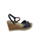 Sandale dama 40 , material textil , bleumarin maro