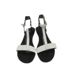 Sandale dama 39 , piele , negru alb - imagine 5