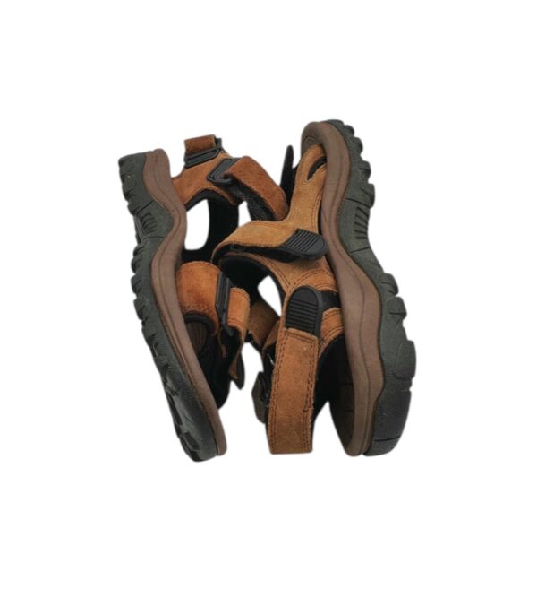 Sandale unisex 40 , piele intoarsa , maro - imagine 4