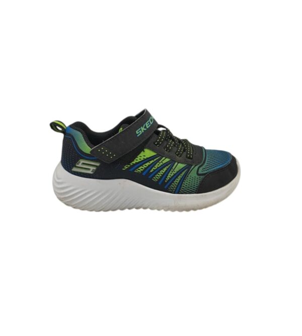 Adidasi copii Skechers 34 , material textil , negru albastru verde - imagine 1