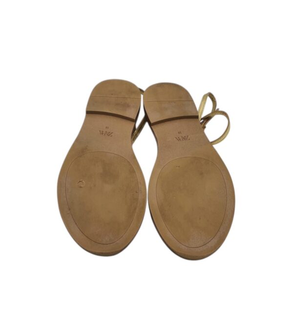 Sandale dama Zara 38 , imitatie piele , auriu maro - imagine 5