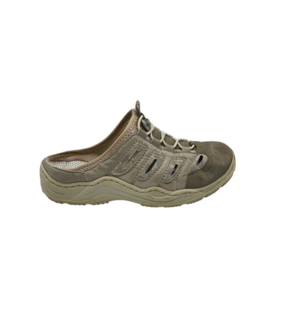 Saboti dama Rieker 40 , material textil , imitatie piele , gri - imagine 1
