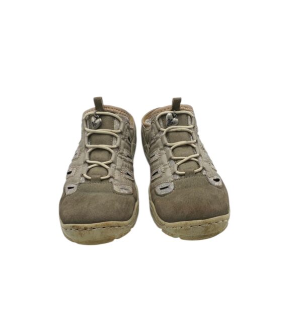 Saboti dama Rieker 40 , material textil , imitatie piele , gri - imagine 5