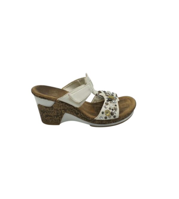 Saboti dama Confort 39, imitatie de piele, alb - imagine 1