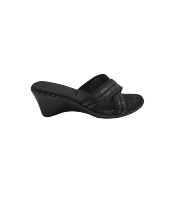 Saboti dama Ariane 38, imitatie de piele, material textil,  negru - imagine 1