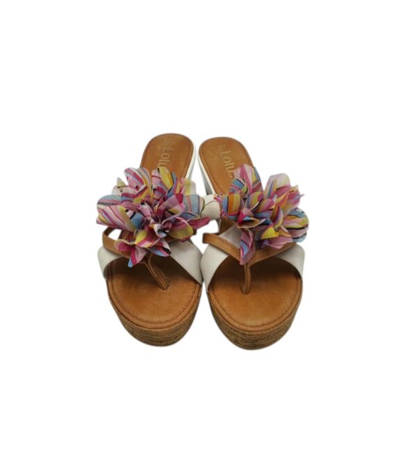 Saboti dama Lotus 37, imitatie de piele, alb maro - imagine 3