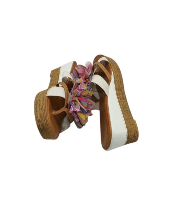 Saboti dama Lotus 37, imitatie de piele, alb maro - imagine 4