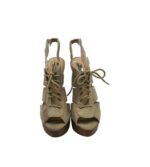 Sandale dama Mango 37, material textil, kaki - imagine 3