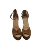 Sandale dama 38, piele intoarsa, maro - imagine 3