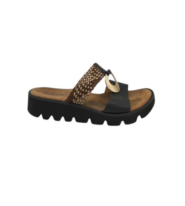 Saboti dama Heavenly Soles 39, imitatie de piele, material textil, negru maro - imagine 1