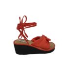Sandale dama 38, material textil, rosu