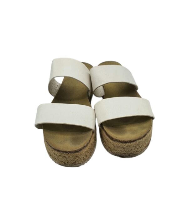 Saboti dama 41,  imitatie de piele, alb - imagine 3