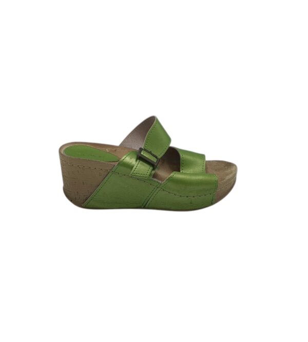 Saboti dama Dr. Feet 36, imitatie de piele,  verde - imagine 1