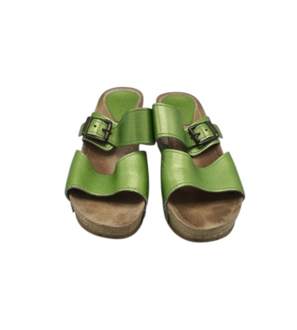 Saboti dama Dr. Feet 36, imitatie de piele,  verde - imagine 3