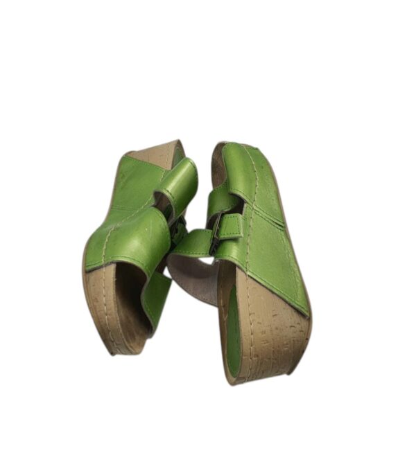 Saboti dama Dr. Feet 36, imitatie de piele,  verde - imagine 4