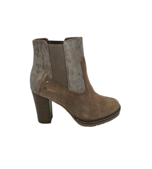 Botine dama S' Oliver 40, imitatie de piele, piele intoarsa, maro gri - imagine 1