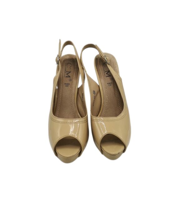 Sandale dama C'M Paris 38, imitatie de piele, crem - imagine 3