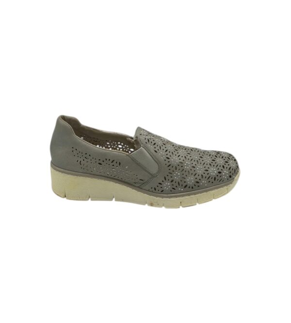 Pantofi dama Rieker 39, imitatie de piele, gri - imagine 1