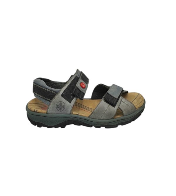 Sandale barbati Rieker 40, imitatie de piele, gri - imagine 1