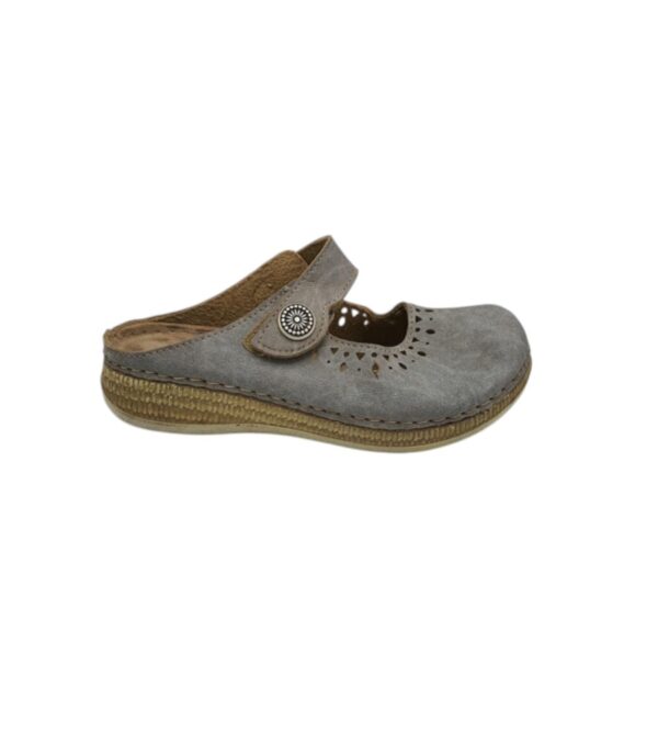 Saboti dama Easy Street 38, imitatie de piele, gri - imagine 1