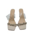 Saboti dama 40, alte material textil, transparent - imagine 3