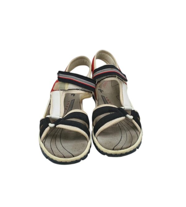Sandale dama Rieker 40, imitatie de piele, material textil,  negru, rosu, alb - imagine 3