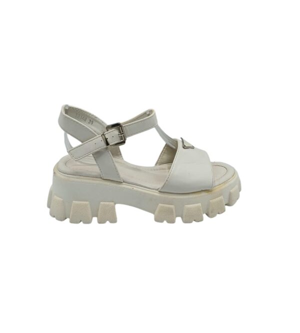 Sandale dama 39, imitatie de piele, alb - imagine 1