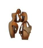 Sandale dama Ambellis 42, material textil, maro - imagine 4
