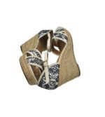 Sandale dama 40, material textil, alb negru - imagine 4