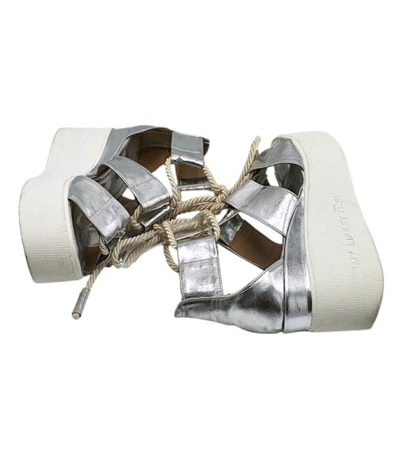 Sandale dama Perla 39, imitatie de piele, gri - imagine 4