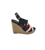 Sandale dama Tommy Hilfiger 36, material textil, negru rosu alb