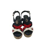 Sandale dama Tommy Hilfiger 36, material textil, negru rosu alb - imagine 3